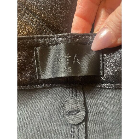 NWT RtA Kiki Flared Leather Cropped Shiny Pants Size 26 - Picture 12 of 15